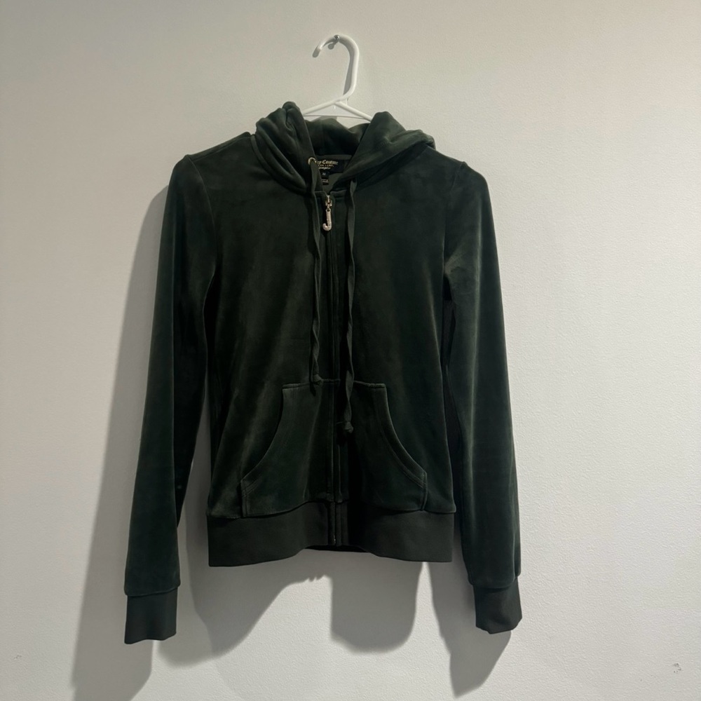 Juicy Couture Dark Green Velour Sweatsuit Set | Gold Accents | NWOT